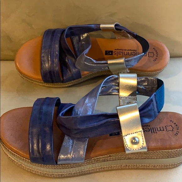 Millennials leather platform espadrille sandals - Picture 4 of 6
